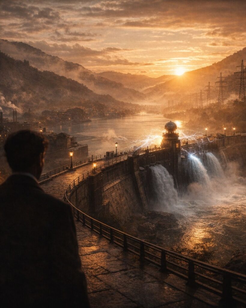 ニコラ・テスラの名言9選–未来を照らす思考「発明の目的は、自然を人類の必要に役立てることにある。」この名言のイメージイラスト