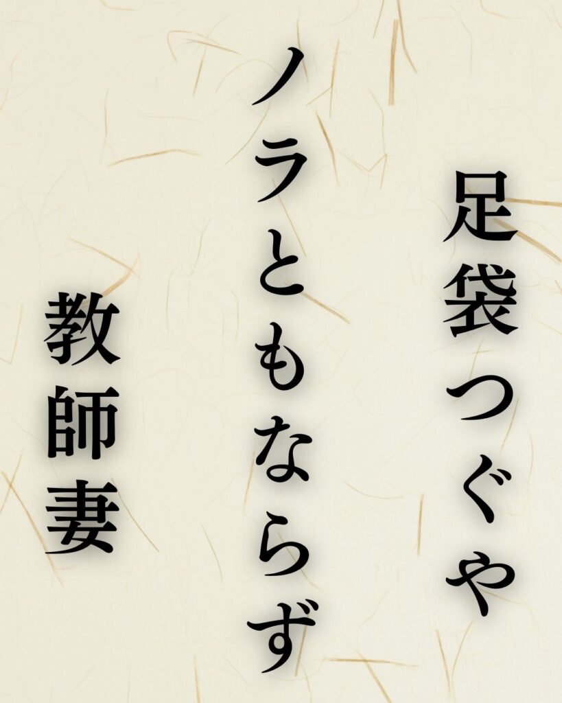 杉田久女の冬の俳句5選-代表作をわかりやすく解説!「足袋つぐや ノラともならず 教師妻」この俳句を記載した画像