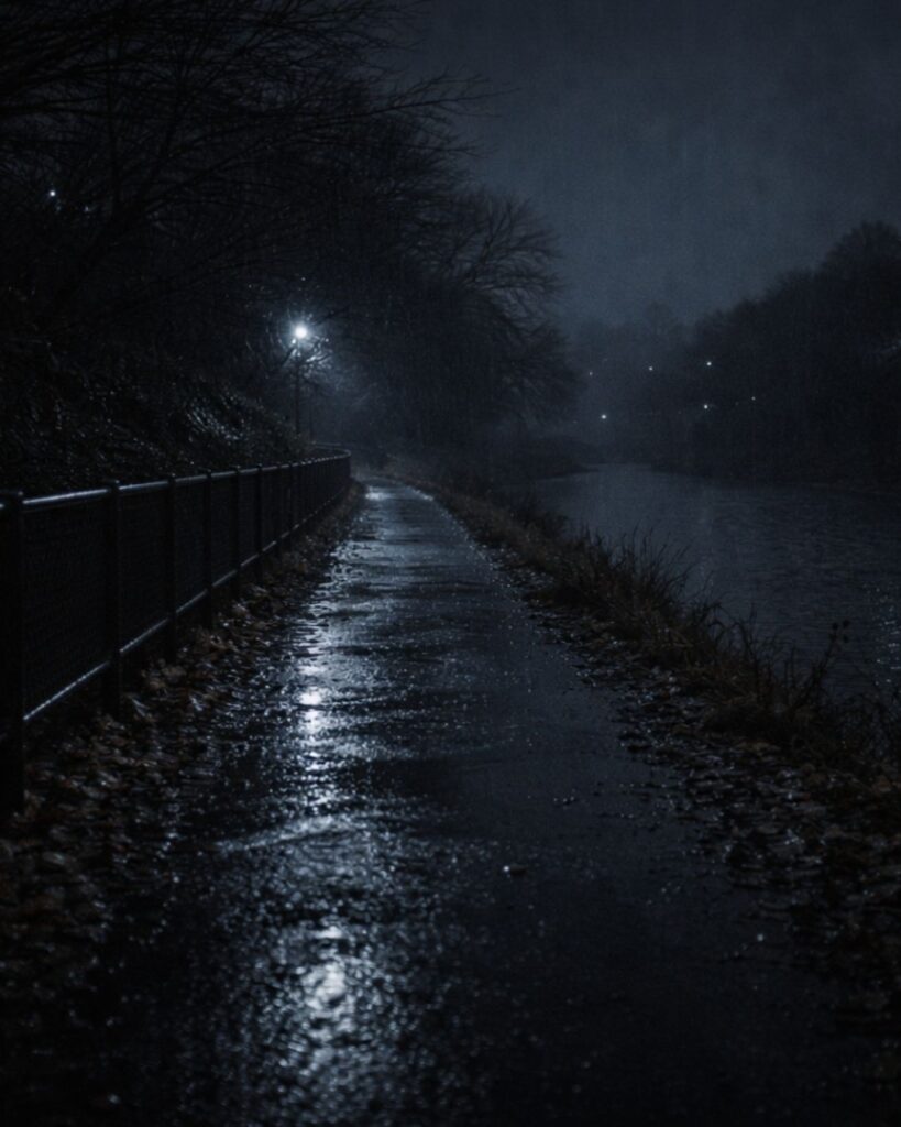 種田山頭火の冬の俳句5選-代表作をわかりやすく解説！「沈み行く　夜の底へ底へ　時雨落つ」この俳句をイメージした画像