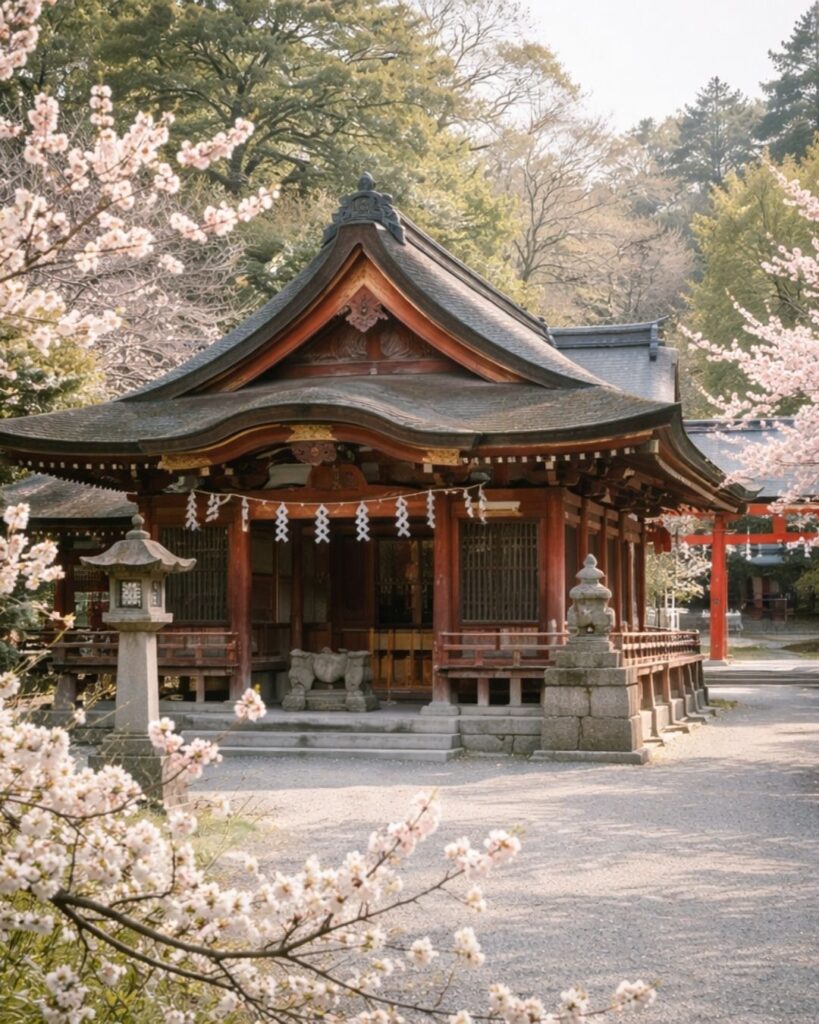 与謝蕪村の春の俳句5選vol.2-代表作をわかりやすく解説!「住吉に 天満神の むめ咲ぬ」この俳句をイメージした画像