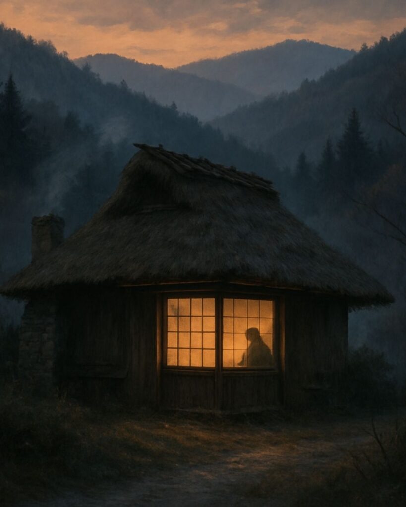 百人一首第94番 飛鳥井雅経『み吉野の』背景解説–吉野の寒夜「み吉野の　山の秋風　さよ更けて　ふるさと寒く　衣打つなり」の情景をテーマにしたイメージの画像
