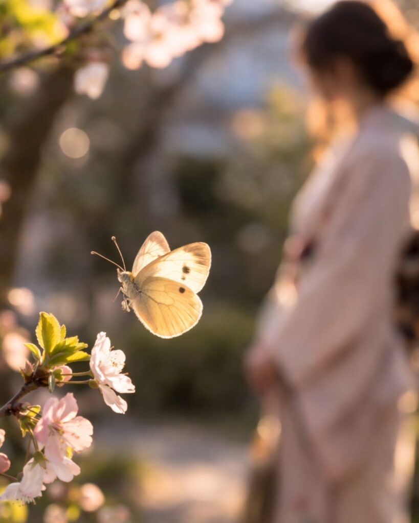 石田波郷の春の俳句5選-代表作をわかりやすく解説！「初蝶や　吾が三十の　袖袂」この俳句をイメージした画像