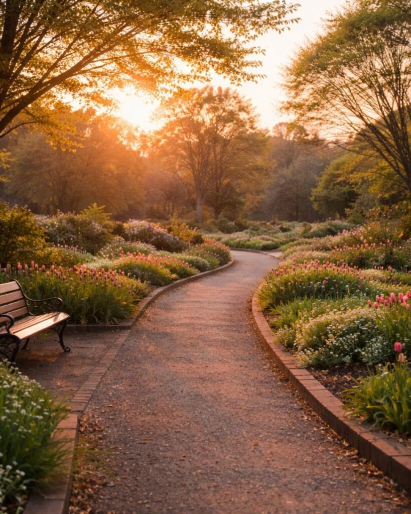 若山牧水の春の短歌5選vol.2–代表作をわかりやすく解説！「やるせなき おもひの歌と なりもせで 植物園に 暮るる春の日」この短歌をイメージした画像