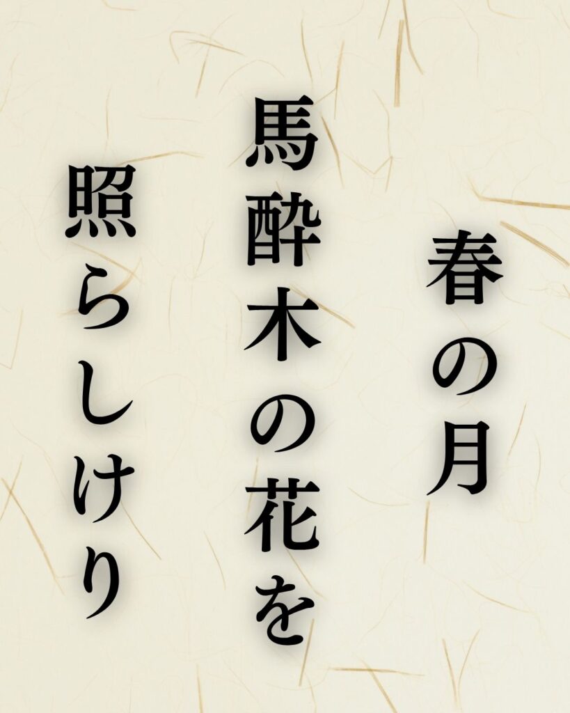 山口青邨の春の俳句5選vol.2-代表作をわかりやすく解説!「春の月 馬酔木の花を 照らしけり」この俳句を記載した画像