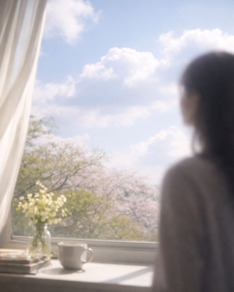 中村汀女の春の俳句5選vol.2-代表作をわかりやすく解説!「雲浮び 何か明るし 春の風邪」この俳句をイメージした画像