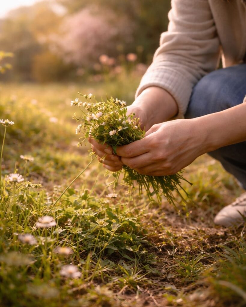 富安風生の春の俳句5選vol.2-代表作をわかりやすく解説!「摘みとりし 草の名しらず 春惜む」この俳句をイメージした画像