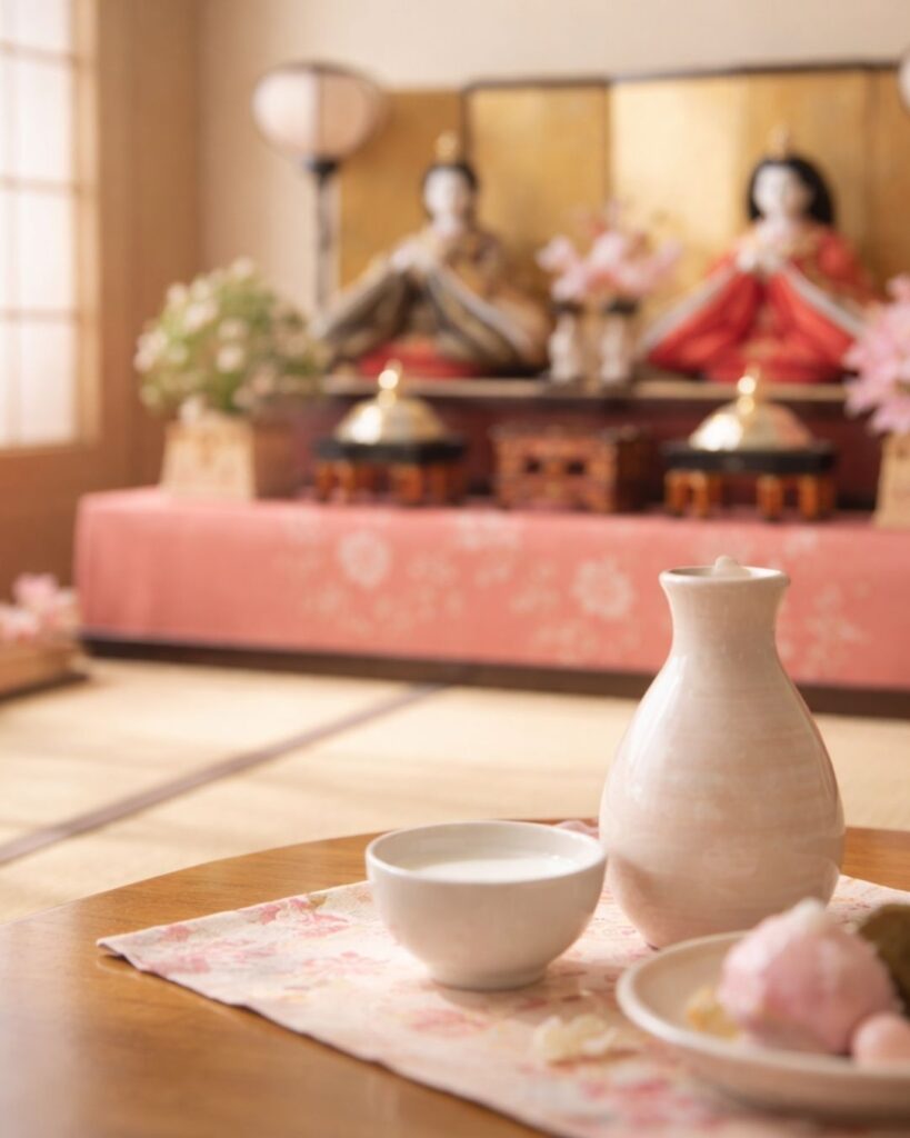 中村汀女の春の俳句5選vol.2-代表作をわかりやすく解説!「吾子の眼の すなはち楽し お白酒」この俳句をイメージした画像