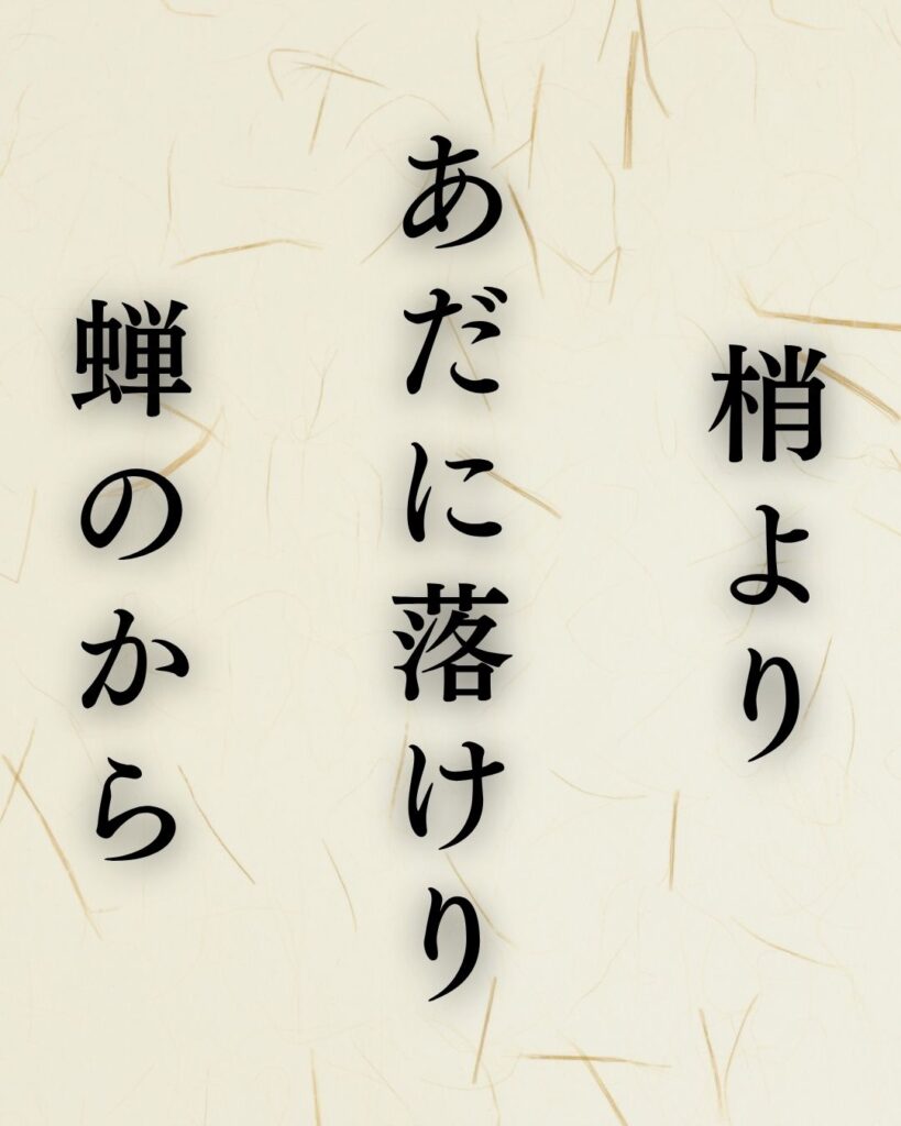 松尾芭蕉の夏の俳句5選vol.2-代表作をわかりやすく解説！「梢より　あだに落けり　蝉のから」この俳句を記載した画像