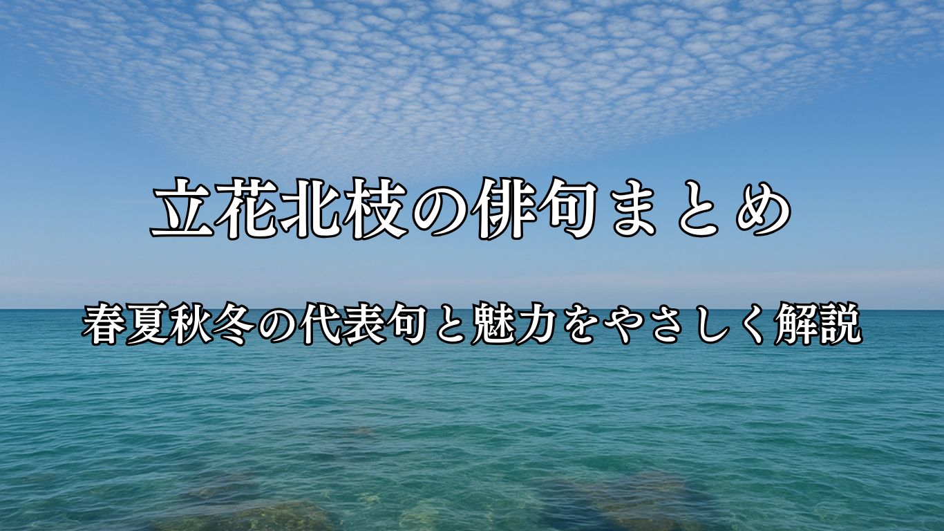 立花北枝の俳句まとめ｜春夏秋冬の代表句と魅力をやさしく解説「鰯雲　鯛も鮑も　籠りけり」立花北枝作俳句イメージ画像