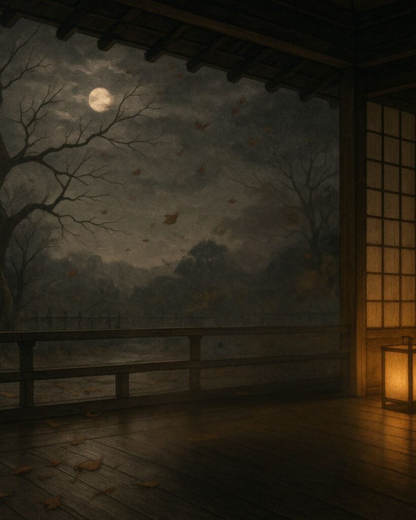 百人一首第99番 後鳥羽天皇『人も惜し』背景解説–世を思ふ身「人も惜し　人も恨めし　あぢきなく　世を思ふゆゑに　物思ふ身は」の情景をテーマにしたイメージの画像

