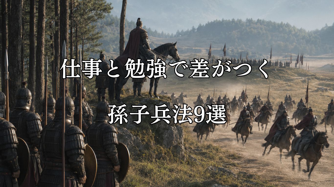 仕事と勉強で差がつく孫子兵法9選「其疾如風，其徐如林，侵掠如火，不動如山。」この名言のイメージイラスト