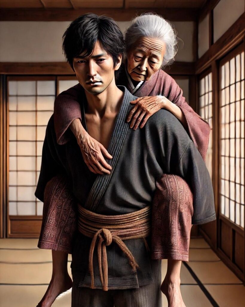 石川啄木の代表作10選|意味と魅力をわかりやすく解説『たはむれに 母を背負ひて そのあまり軽きに泣きて 三歩あゆまず』石川啄木の短歌イメージした画像