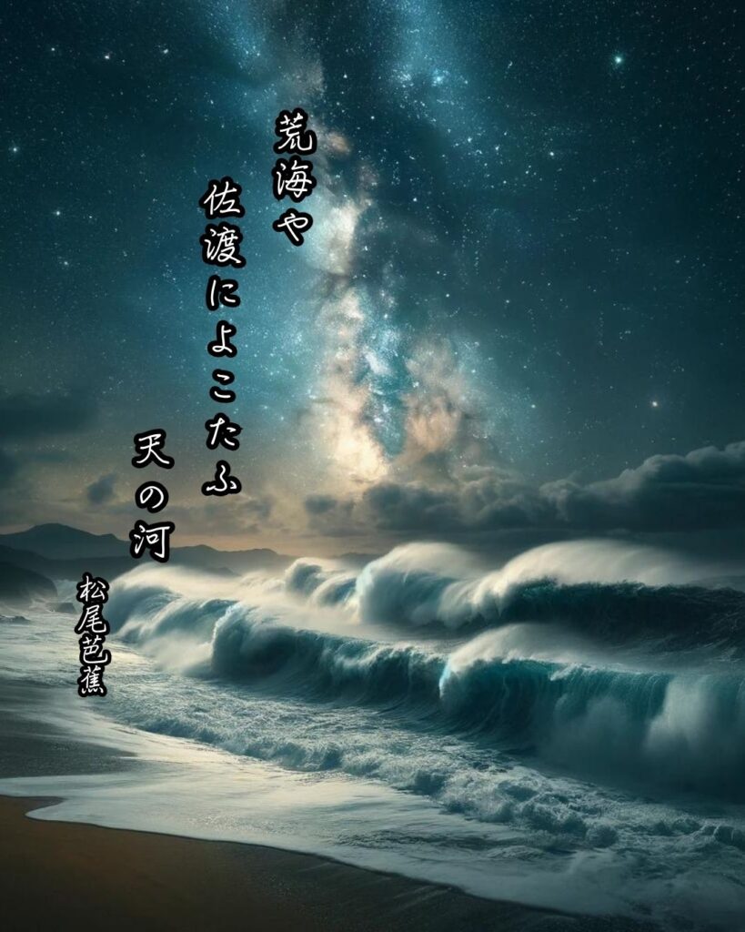 松尾芭蕉の俳句はなぜ面白いの?5つの視点から名句を読み直す「荒海や 佐渡によこたふ 天の河」この俳句をイメージした画像