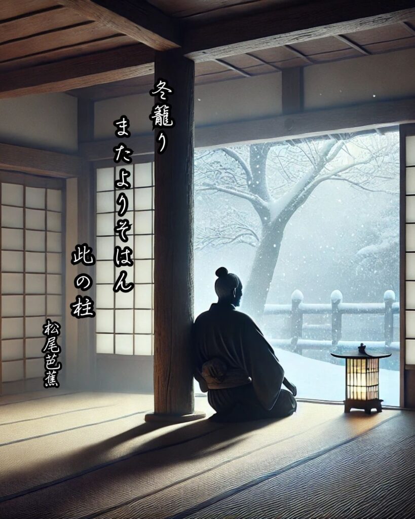 松尾芭蕉の俳句はなぜ面白いの?5つの視点から名句を読み直す「冬籠り またよりそはん 此の柱」この俳句をイメージした画像