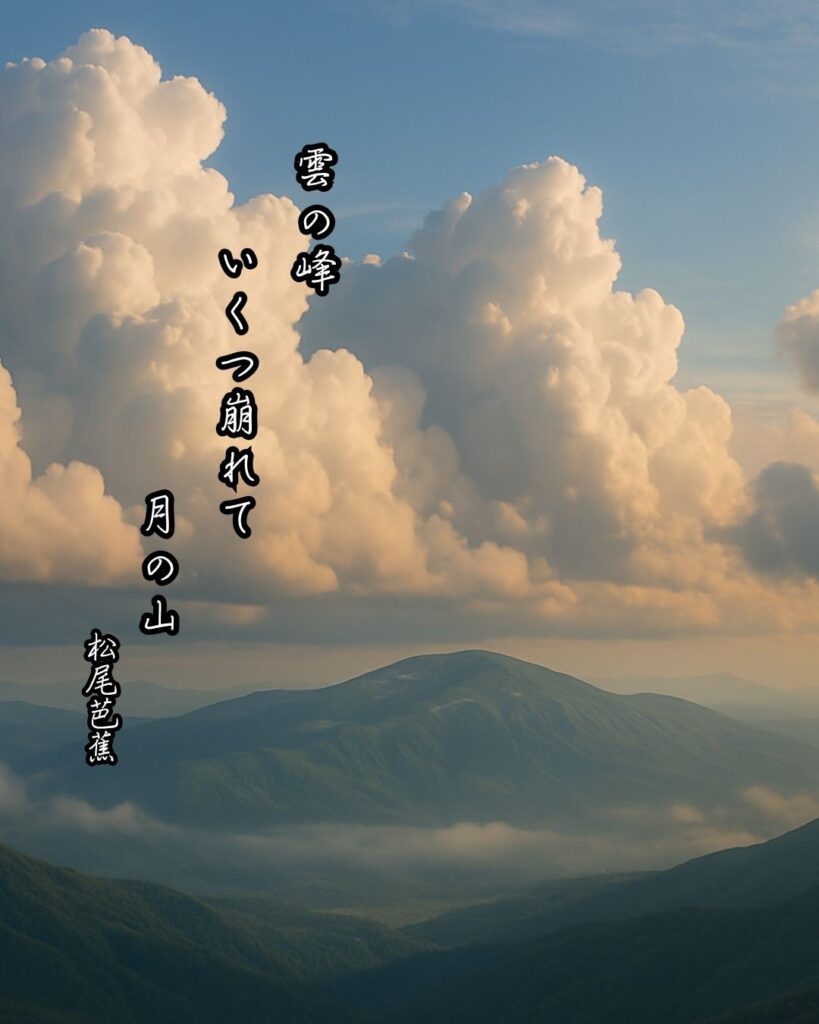 松尾芭蕉の俳句はなぜ面白いの?5つの視点から名句を読み直す「閑雲の峰 いくつ崩れて 月の山」この俳句をイメージした画像